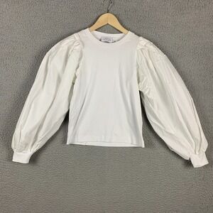 Tanya Taylor Top Women Small White Puff Sleeve Clean Girl Croquette